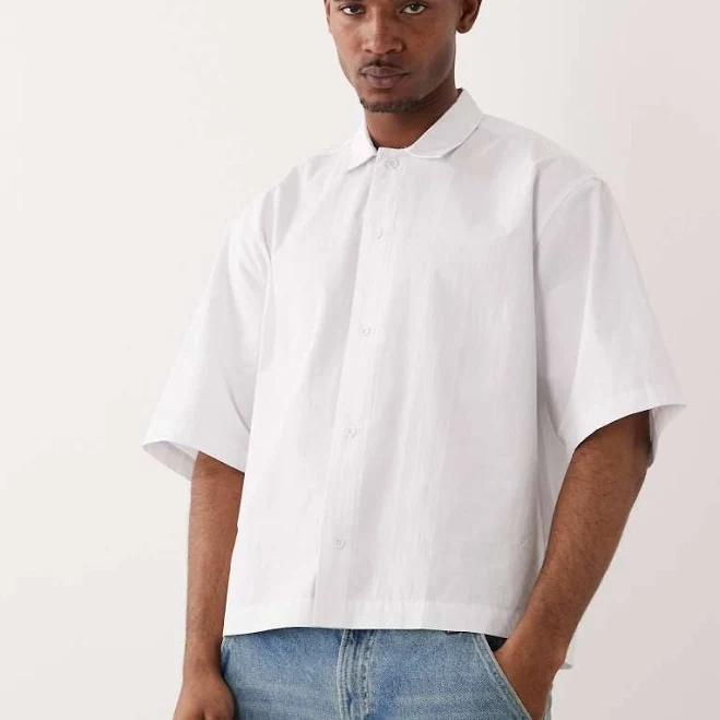 top ASOS Oversized Poplin Shirt with Placket Detail ASOS $42.99