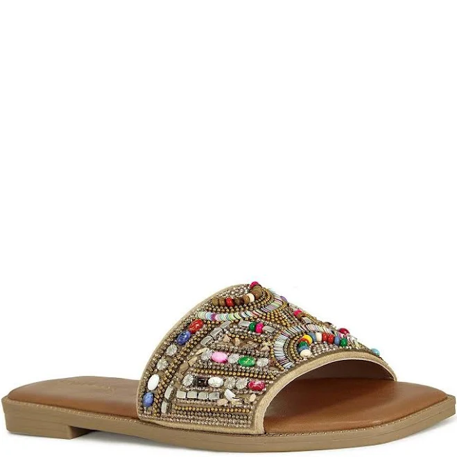 shoes Azalea Wang Women's Essere Rainbow Embellished Slide Sandals Dillard's $49