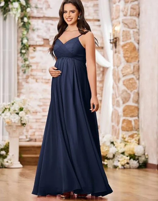 dress BABARONI A-Line V-Neck Spaghetti Strap Empire Chiffon Dress Babaroni.com $99