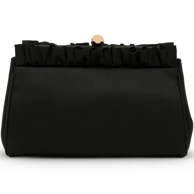 bag Badgley Mischka Olivia Satin Ruffle Top Pouch Clutch Macy's $51.8