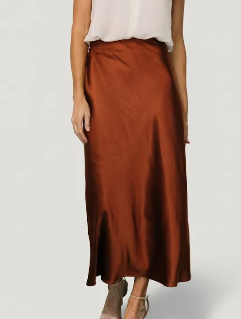 skirt Baltic Born Womens Celeste Satin Midi Skirt Baltic Born $64