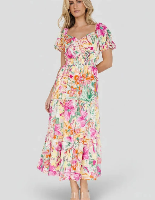 dress Baltic Born Women's Denzel Puff Sleeve Floral Midi Dress Baltic Born $51