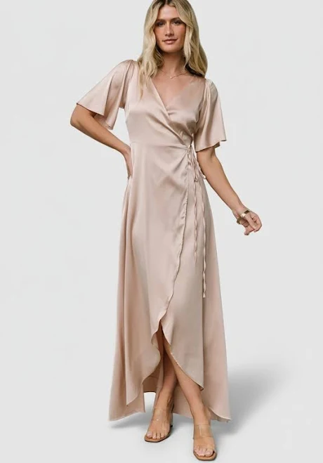 dress Baltic Born Womens Vara Satin Maxi Wrap Dress Baltic Born $47.4