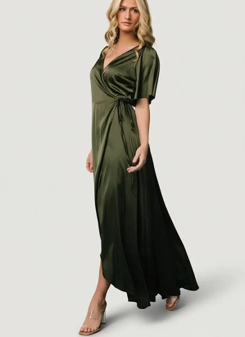dress Baltic Born Womens Vara Satin Maxi Wrap Dress Baltic Born $59