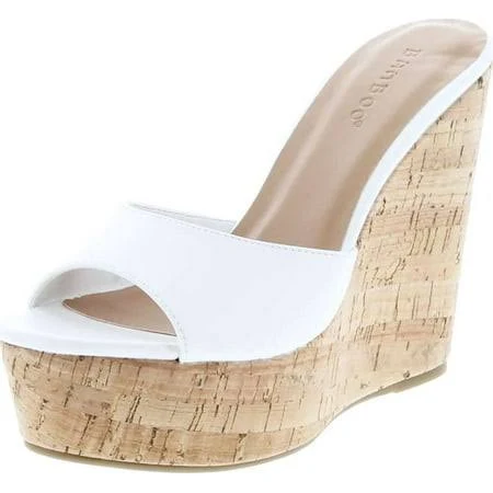 shoes Bamboo Women's Clear Band Platform Wedge Slide Walmart - Off Price Direct $39.95