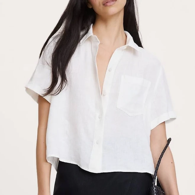 top Banana Republic Women's Boxy Linen Crop Shirt Banana Republic $90