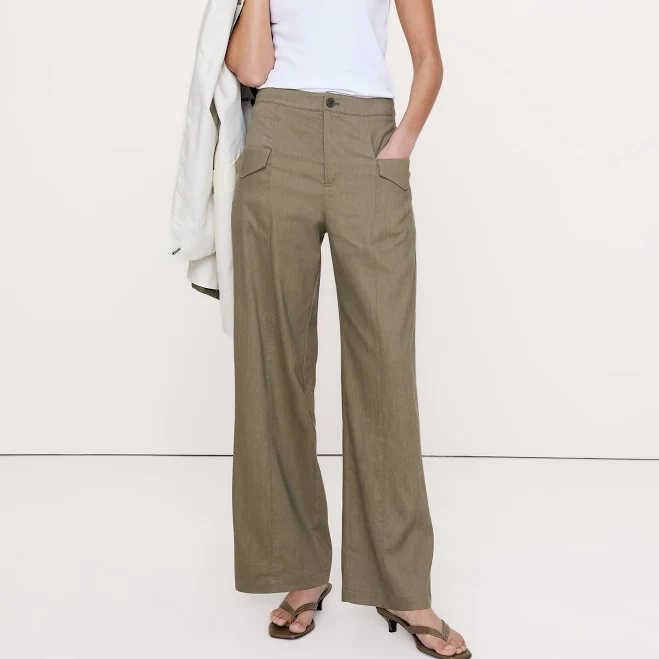 pants Banana Republic Women's High-Rise Straight Stretch Linen-Viscose Utility Pants Banana Republic $91