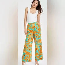 pants Bar lll Floral-Print Wide-Leg Pants Orange and Teal Sz 6 Poshmark $28