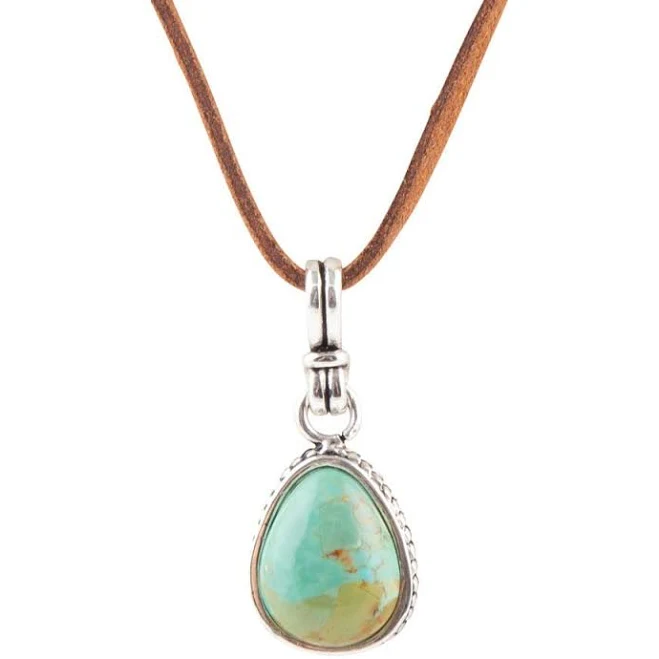 accessory Barse Women's Sterling Silver Turquoise Pendant Leather Necklace Barse Jewelry $75.6