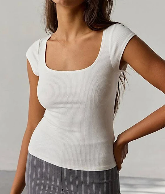 top BDG Drew Cap Sleeve Square Neck Cropped Tee Top Urban Outfitters $19