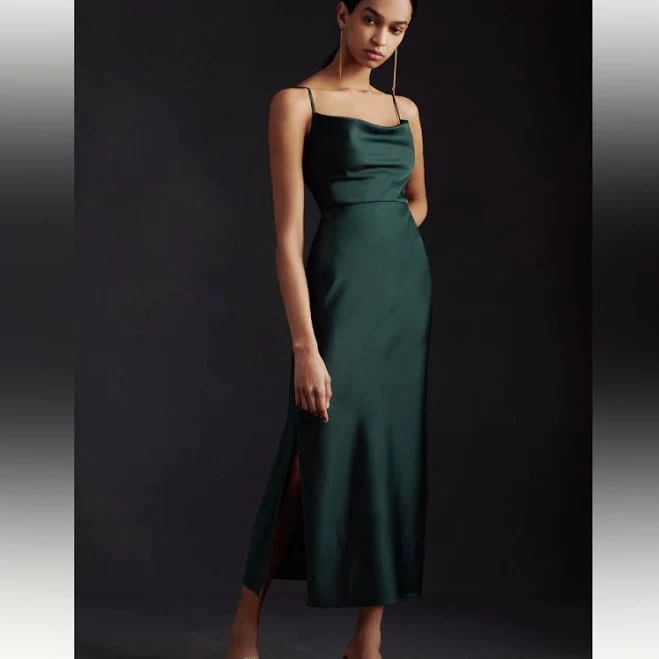 dress Bhldn Dresses Bhldn Cali Satin Cowl Neck Midi Slip Dress Poshmark $40