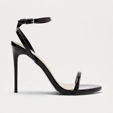 shoes Black Patent Leather Strappy Stiletto Sandals with Ankle Strap Buckle eBay $20