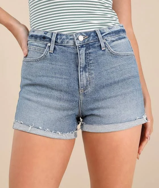 shorts Blue Adisa Women's Cuffed Denim Shorts Lulus $69