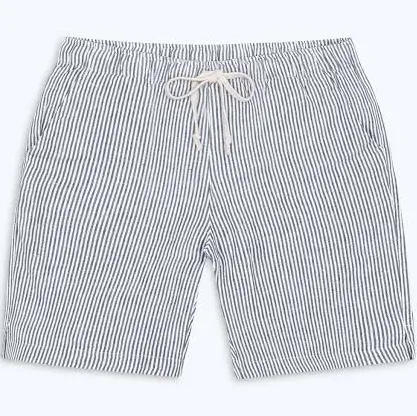 matching set Bo Linen Drawstring Shorts - Sustainable French Linen / Blue and White Stripe Lines XX by Alex Crane Alex Crane $98
