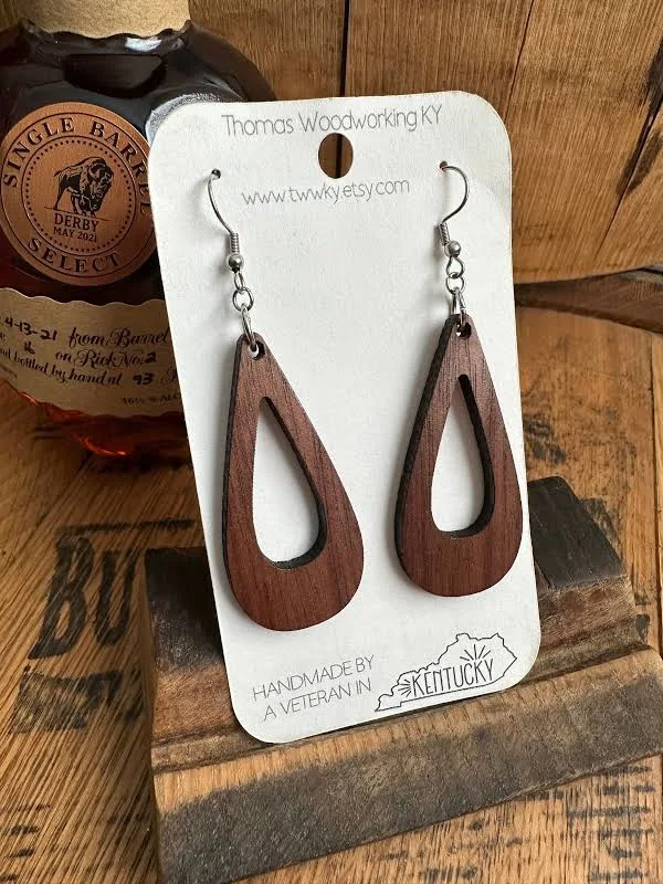 accessory Bohemian Walnut Wood Dangle Earrings Etsy - Seller $16.99