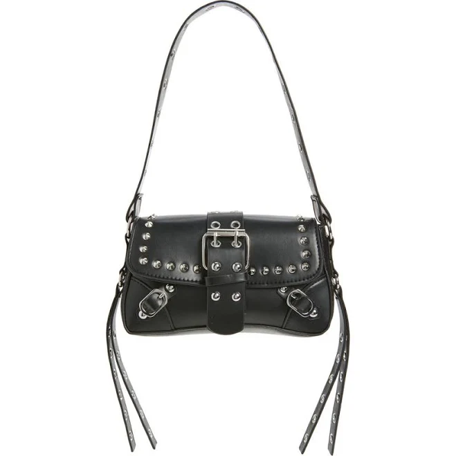 bag BP. Buckle Rivet Faux Leather Shoulder Bag in Black at Nordstrom Nordstrom $49.5
