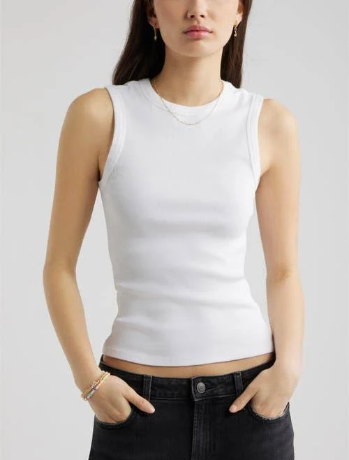 top BP. Crewneck Rib Tank in White at Nordstrom, Size Small Nordstrom $19.5