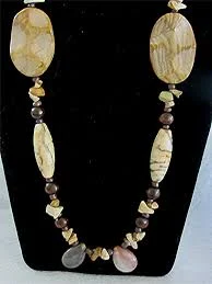 accessory Brown & tan natural stone beaded necklace Etsy $21