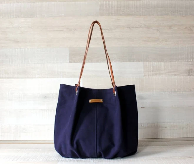 bag Canvas Leather Tote Bag Etsy - bayanhippo $57.2