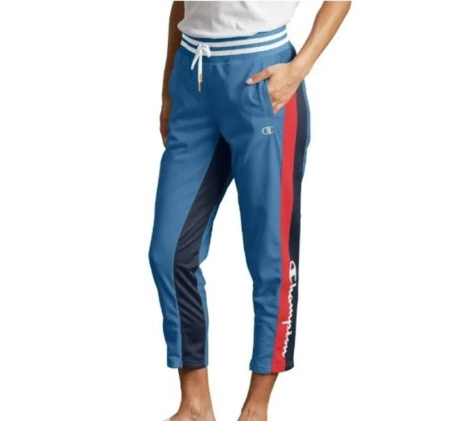 pants Champion Pants & Jumpsuits | Champion Women's Retro Blue With Red & Black Stripes Tricot Slim Track Pants Xs | Color: Blue/Red | Size: Xs | Poshmark $26