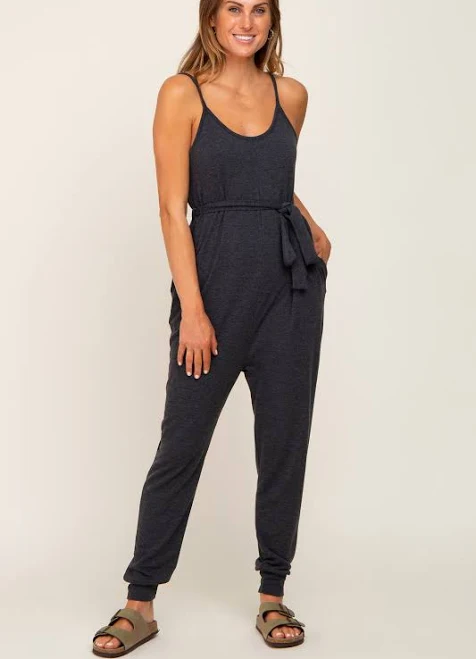jumpsuit Charcoal Grey Sash Tie Jumpsuit PinkBlush Maternity $51