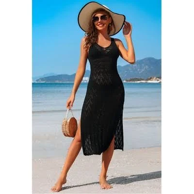 cover up Charmo Women's Crochet Sleeveless Side Slit Midi-Length Cover Ups Dress Target $32.85