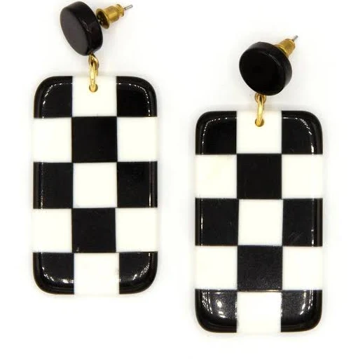 accessory Checkered Resin Earrings Evergreen Collective GBC $22
