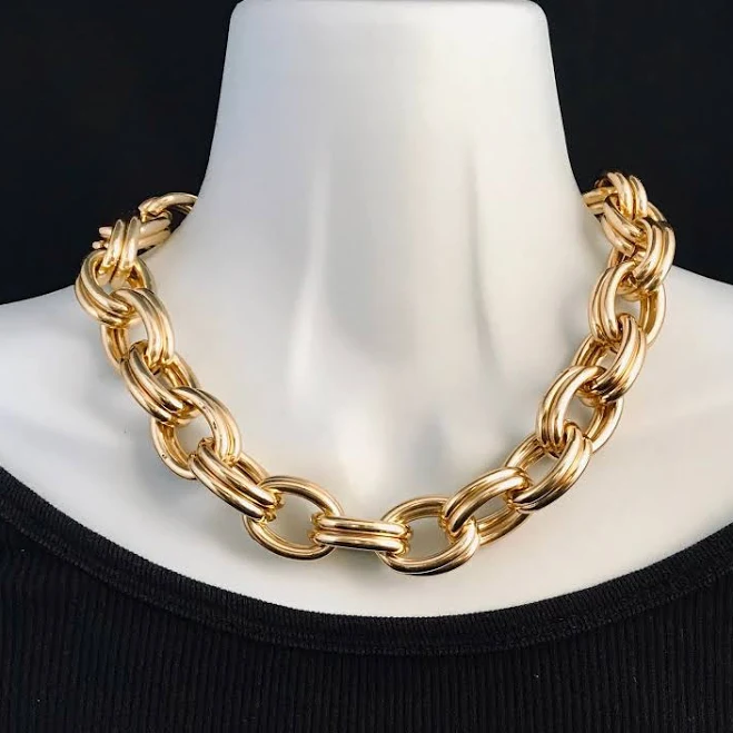 accessory Chunky Gold Double Link Chain Necklace Etsy - ChicMillies $31