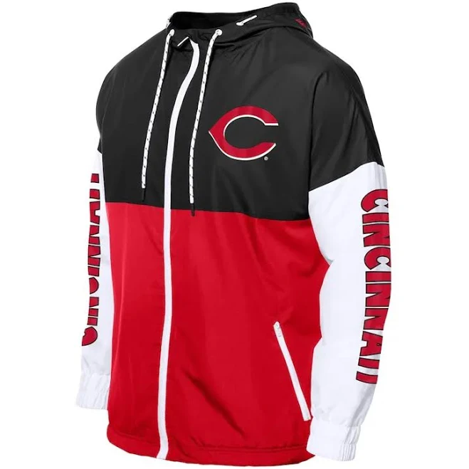windbreaker Cincinnati Reds Color Block Windbreaker Hoodie William Jacket $119