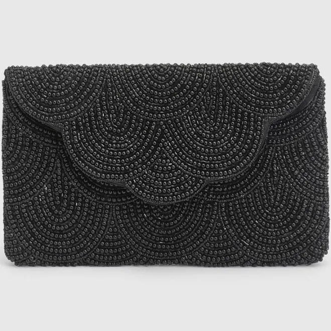 bag Coast Women's Pearl Beaded Scallop Clutch Bag boohoo USA $63