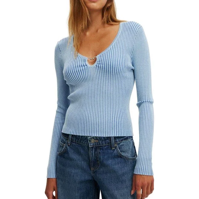 sweater Cotton On Women Two Tone Rib Keyhole Knit Nordstrom $34.99