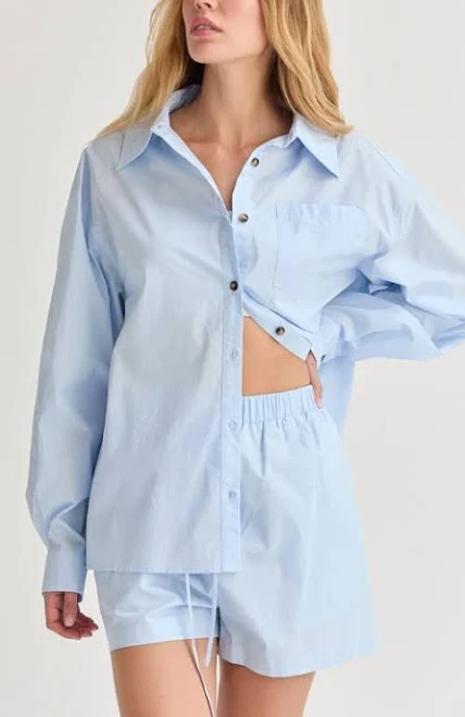 matching set Crescent Women's Oversized Poplin Shirt Two Piece Set Nordstrom $102