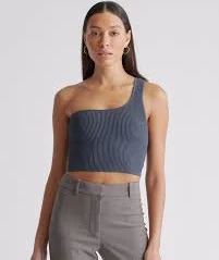 crop top Cropped One Shoulder Ribbed Knit Tank Quince $34.9