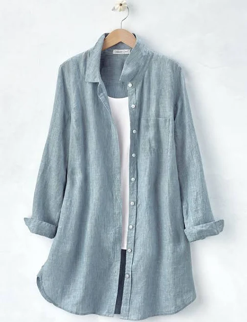 top Cross Dyed Linen Tunic Topper Coldwater Creek $109.95