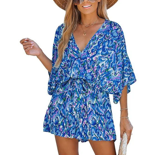 romper Cupshe Women's Abstract Print Drawstring Romper Kohl's $33.99
