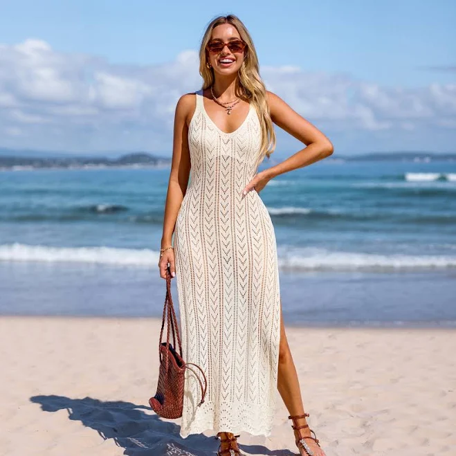 cover up Cupshe Women's Crotchet Cutout Maxi Slip Cover-Up Dress Cupshe.com $28.8