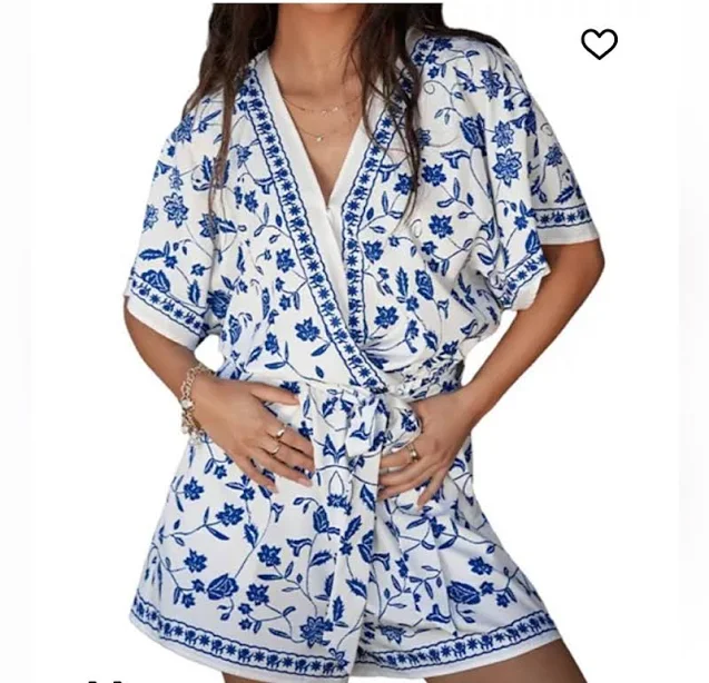 romper Cupshe Women's Floral Print Belted Romper Poshmark $12