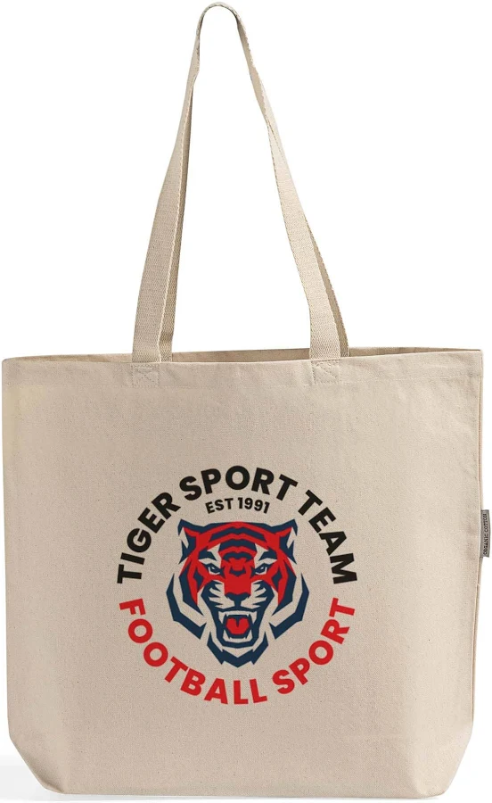 bag Custom Large Organic Canvas Shopper Tote Bags - Organic Tote Bags With Your Logo - OR250, Natural / Embroidery / Front and Back by Tote Bag Factory ToteBagFactory $17.11
