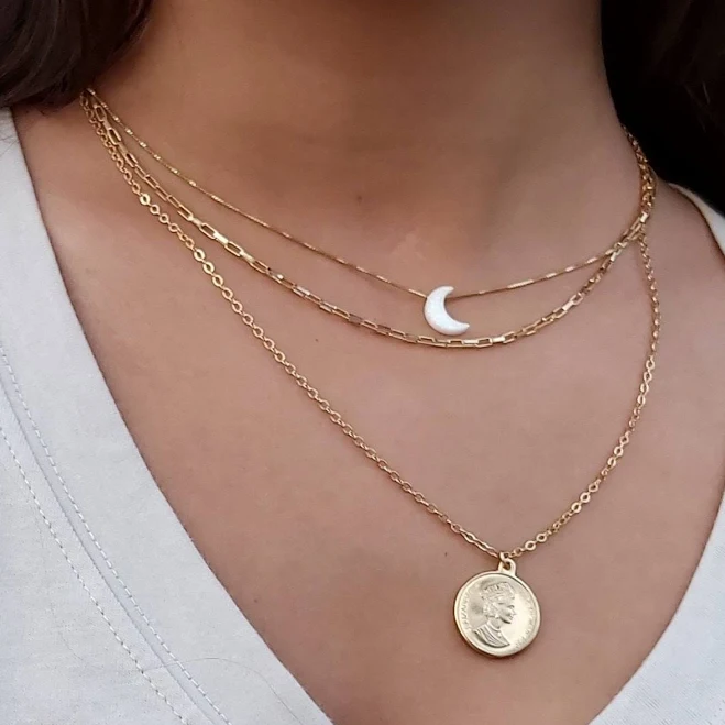 accessory Dainty Gold Coin Pendant Necklace Etsy - Avnis $56