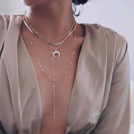 accessory Dainty Gold Layered Y Necklace Etsy - Foxandrosethebrand $64