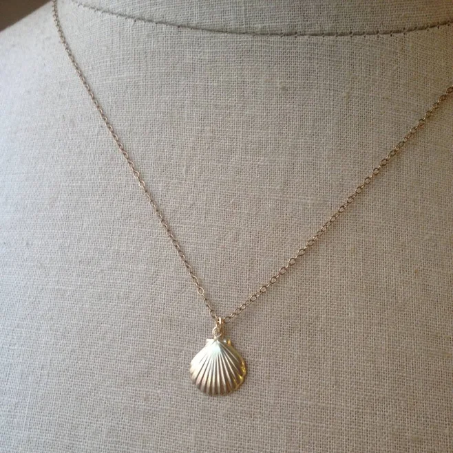 accessory Dainty Gold Seashell Charm Necklace Etsy - Seller $28
