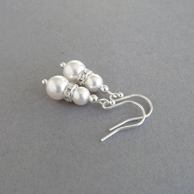 accessory Dainty White Pearl Drop Earrings Etsy - annakingjewellery $22.67