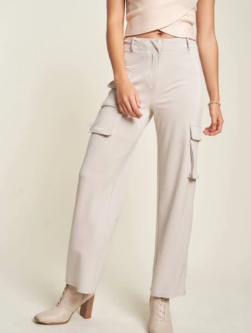 cargo pants Davi & Dani Mid Rise Tummy Control Cargo Pants June Adel $31