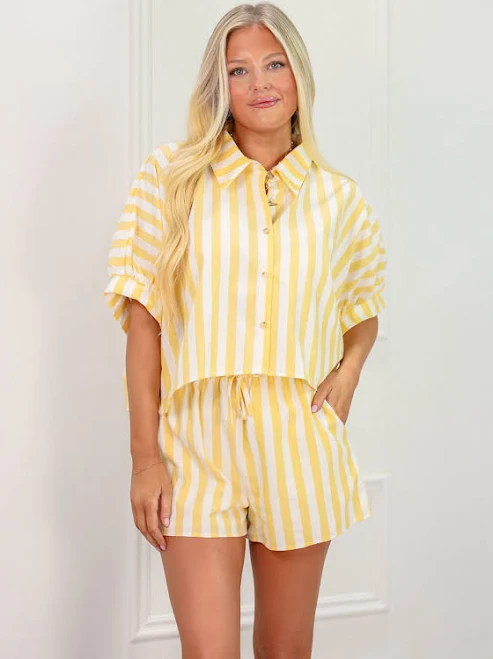 matching set Day + Moon Striped Shirt & Shorts Set of 2 Clothe Boutique $78