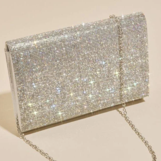 bag DB Studio Crystal Clutch Handbag in Silver David's Bridal $54.95