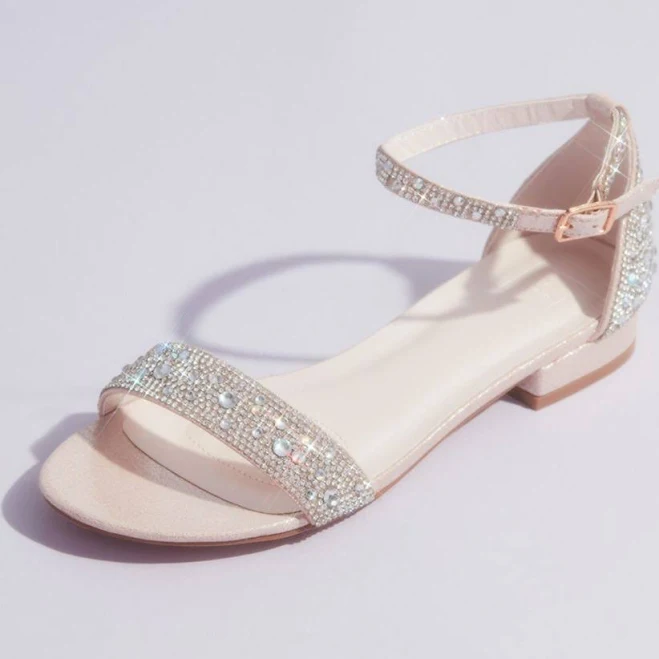 shoes DB Studio Crystal-Encrusted Flat Sandals David's Bridal $12.44