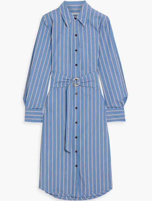 dress Derek Lam 10 Crosby Veronica Belted Striped Cotton-Poplin Midi Shirt Dress THE OUTNET $174