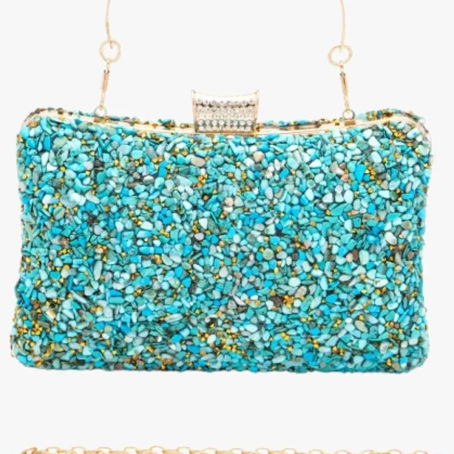 bag Druzy Stone Iconic Box Clutch Bag Rebdolls $50