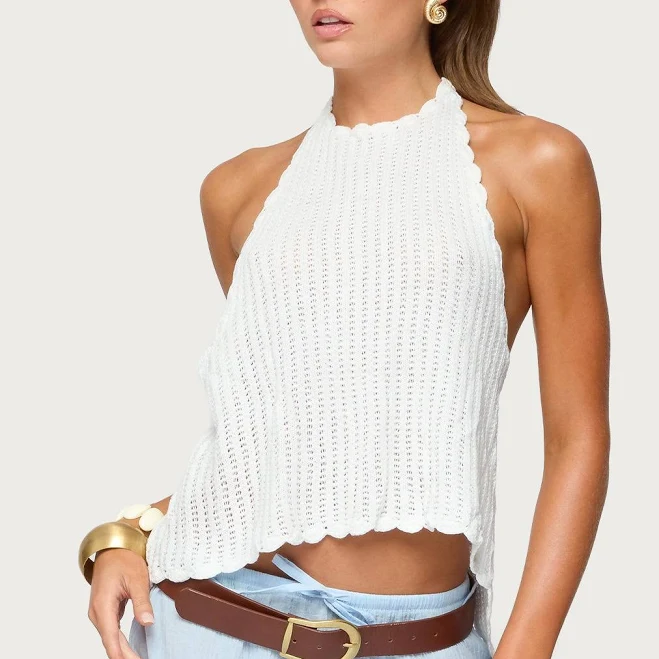 top Edikted Women's Ivey Backless Crochet Halter Top edikted $27