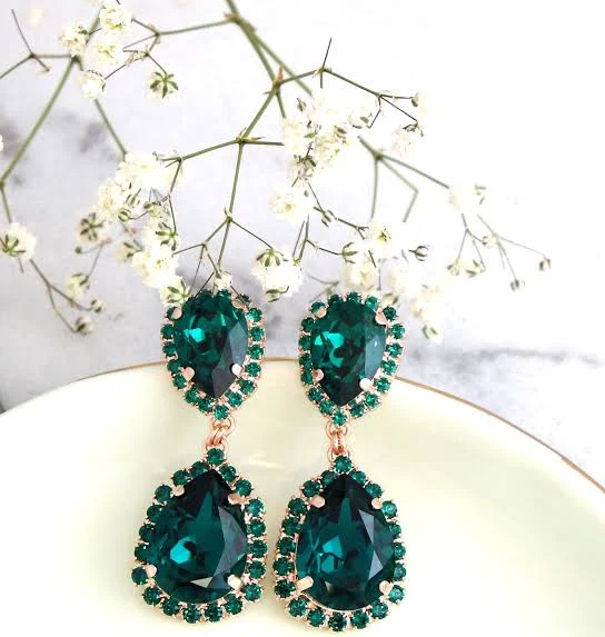 accessory Emerald Chandelier Drop Earrings Etsy - iloniti $107.1